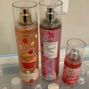 Bath & Body Works Bundle- Pumpkin Cupcake, Sweet Pea, and Winter Candy Apple